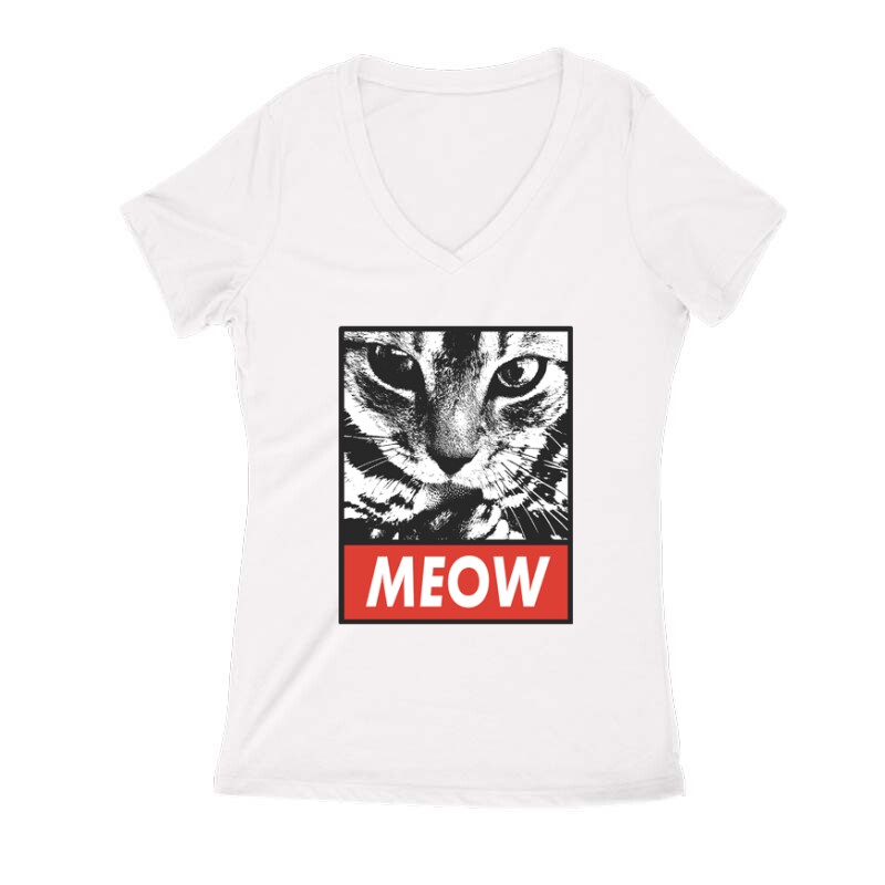 Meow picture Női V Kivágott póló