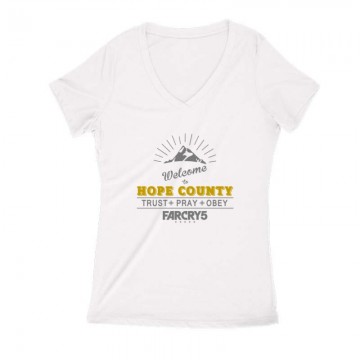 Welcome to Hope County Női V Kivágott póló