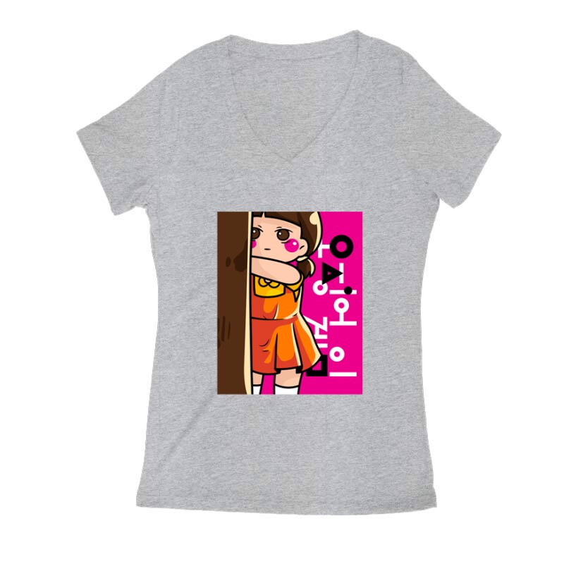 Squid Game Doll 3 Női V Kivágott póló